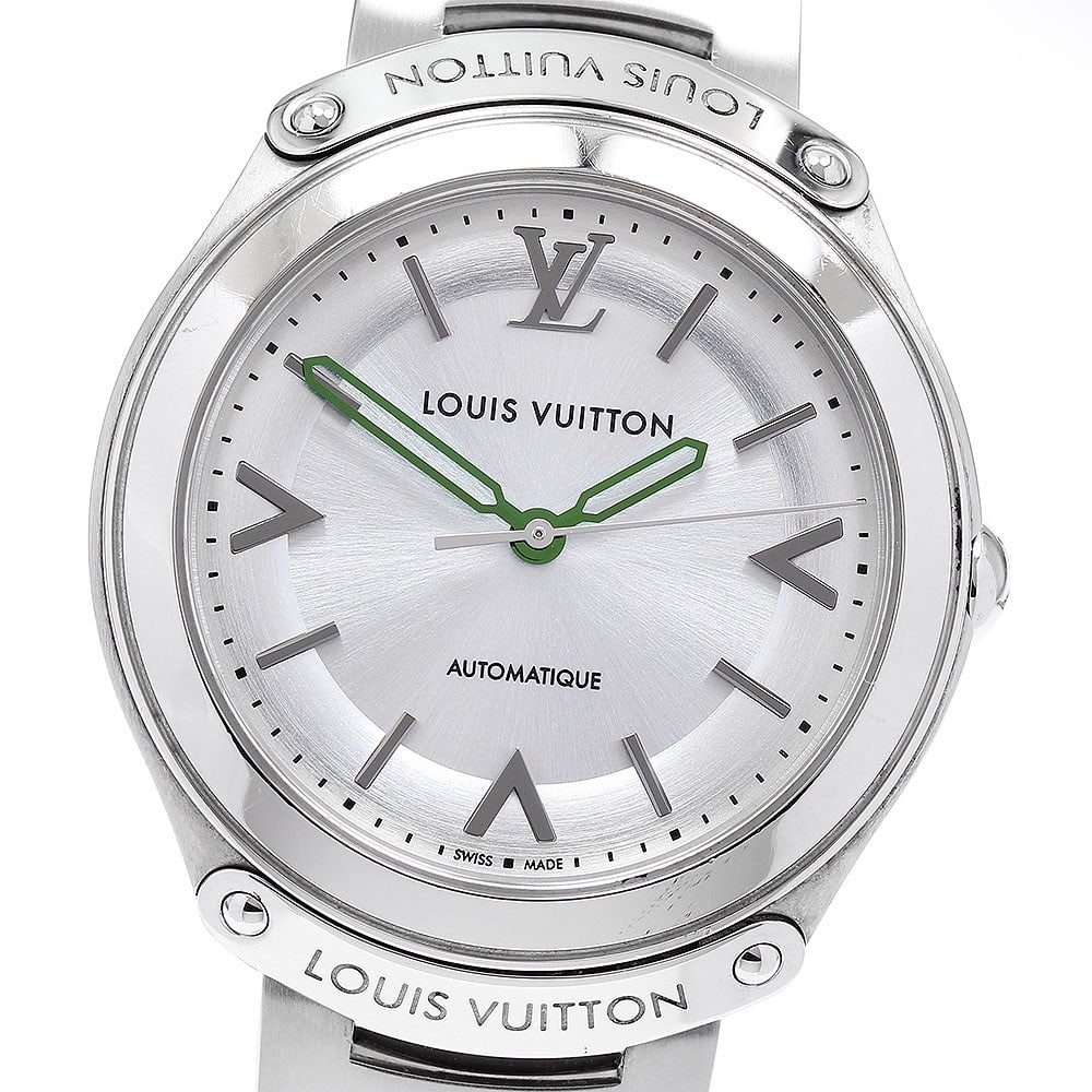 Louis Vuitton Q6G20 Fifty-Five mens automatic wristwatch: Louis Vuitton Q6G20 Fifty-Five mens automatic wristwatch A pre-owned men's wristwatch from Louis Vuitton with an automatic movement. Made in Switzerland, this watch is presented as a Fifty-Five model.