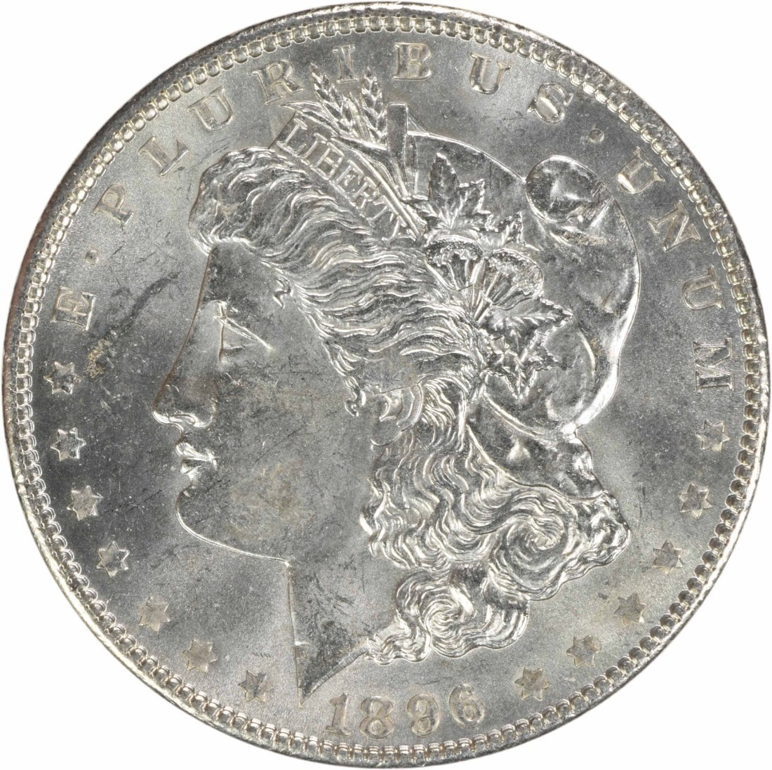 Choice BU 1896 Silver Morgan Dollar Uncirculated Philadelphia Mint Uncertified: Choice BU 1896 Silver Morgan Dollar Uncirculated Philadelphia Mint Uncertified This is an 1896 Morgan Silver Dollar from the United States, featuring a Choice Brilliant Uncirculated (BU) grade. The co