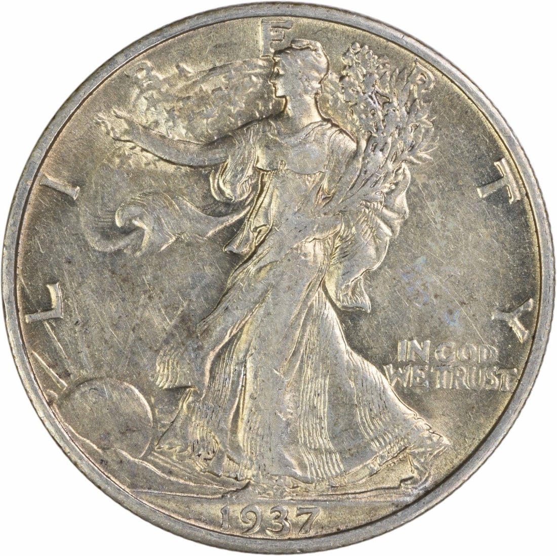1937 San Francisco Walking Liberty Half Dollar 90 Percent Silver Choice AU (1 of 2)