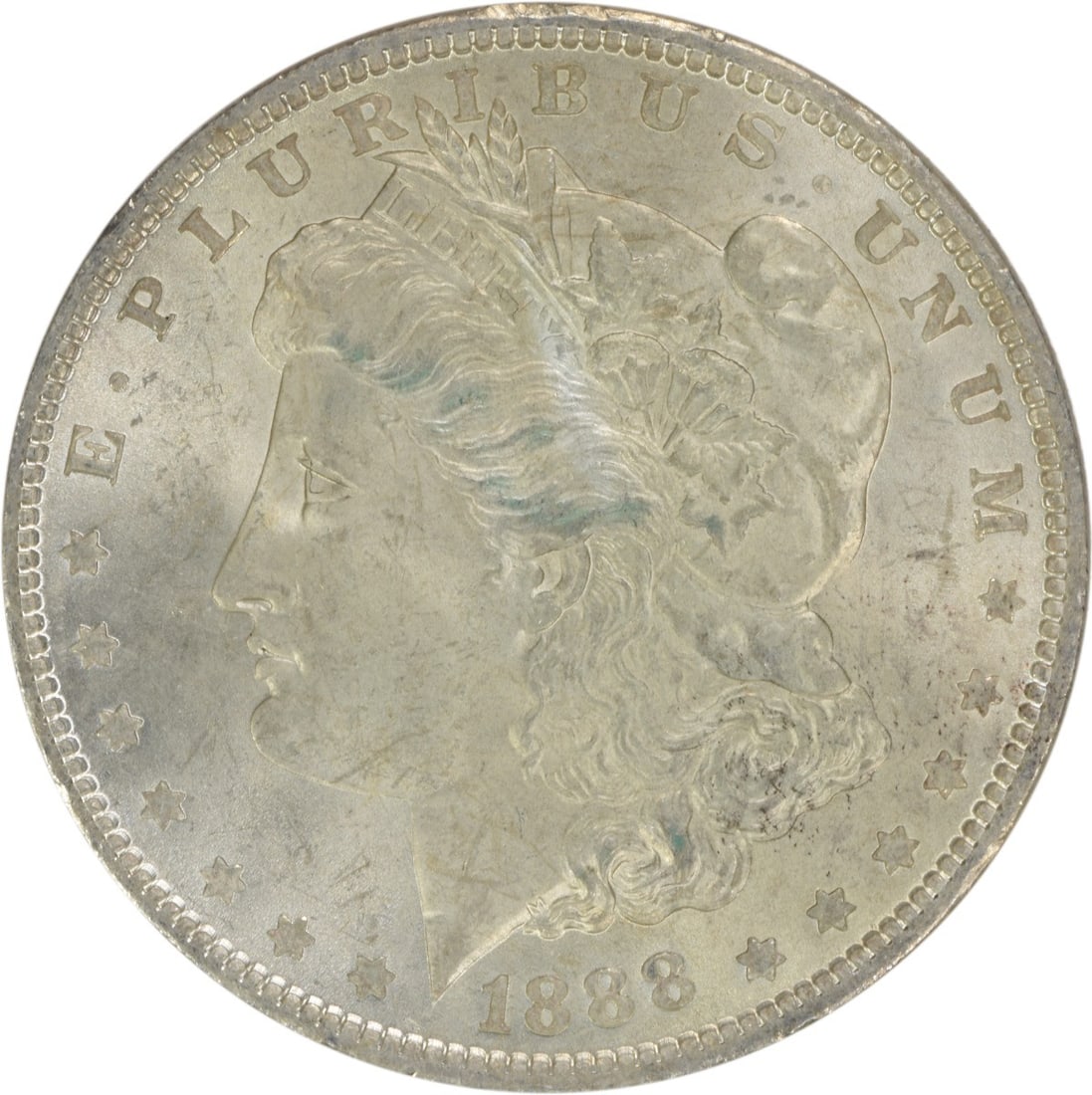 Uncirculated 1888 Morgan Silver Dollar Choice BU No Mint Mark Uncertified: Uncirculated 1888 Morgan Silver Dollar Choice BU No Mint Mark Uncertified This is an 1888 Morgan Silver Dollar from the United States, featuring a Choice Brilliant Uncirculated (BU) grade. The coin is