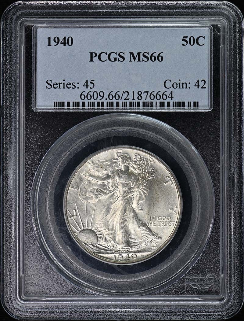 1940 Walking Liberty Half Dollar PCGS MS66 Uncirculated: 1940 Walking Liberty Half Dollar PCGS MS66 Uncirculated This stunning 1940 Walking Liberty Half Dollar is graded MS66 by PCGS, ensuring its exceptional quality and uncirculated condition. Minted in Ph