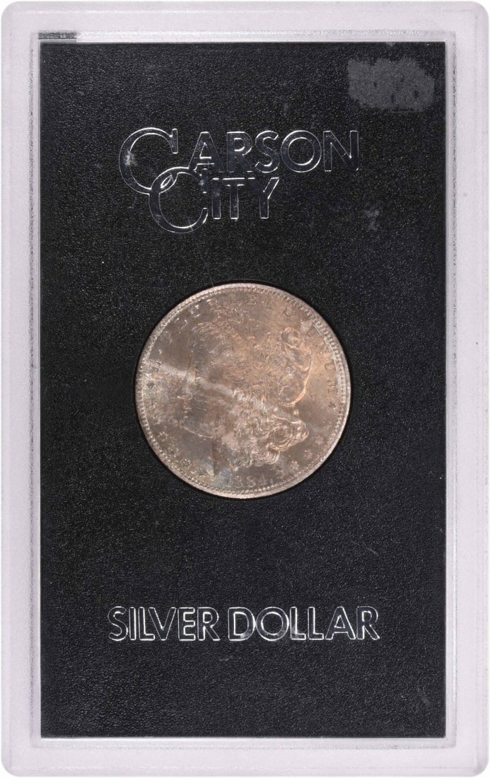GSA Hard Pack 1884 Carson City Morgan Dollar with Colorful Obverse Toning (1 of 2)