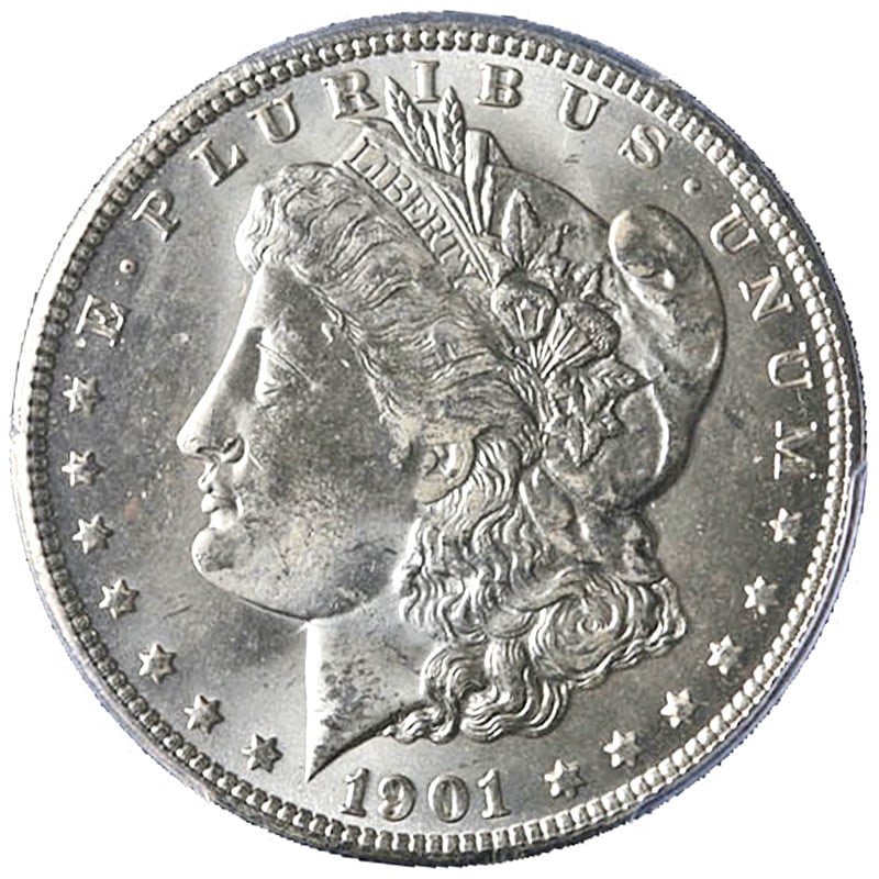 1901-O Morgan Silver Dollar PCGS MS64 Blast White Coin: 1901-O Morgan Silver Dollar PCGS MS64 Blast White Coin This stunning 1901-O Morgan Silver Dollar is certified by PCGS with a grade of MS64, showcasing exceptional eye appeal and a bright, blast white 