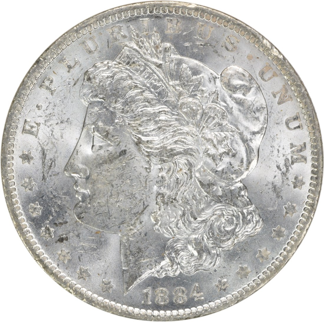 Uncirculated 1884 O Silver Dollar Morgan BU Grade Uncertified: Uncirculated 1884 O Silver Dollar Morgan BU Grade Uncertified This is an uncirculated 1884-O Morgan Silver Dollar featuring brilliant uncirculated (BU) quality. Minted at the New Orleans Mint, this pr