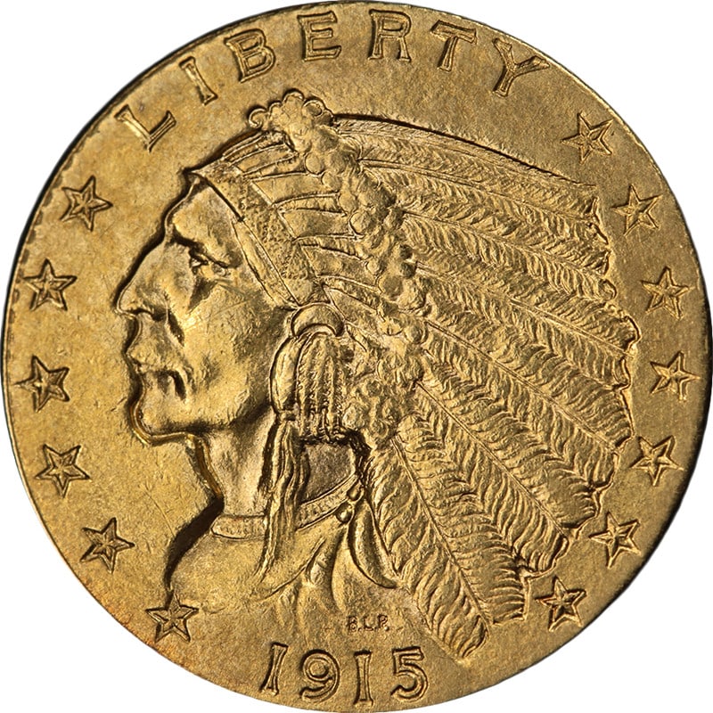 1915 P Indian Head $2.50 Gold Coin AU BU (1 of 2)
