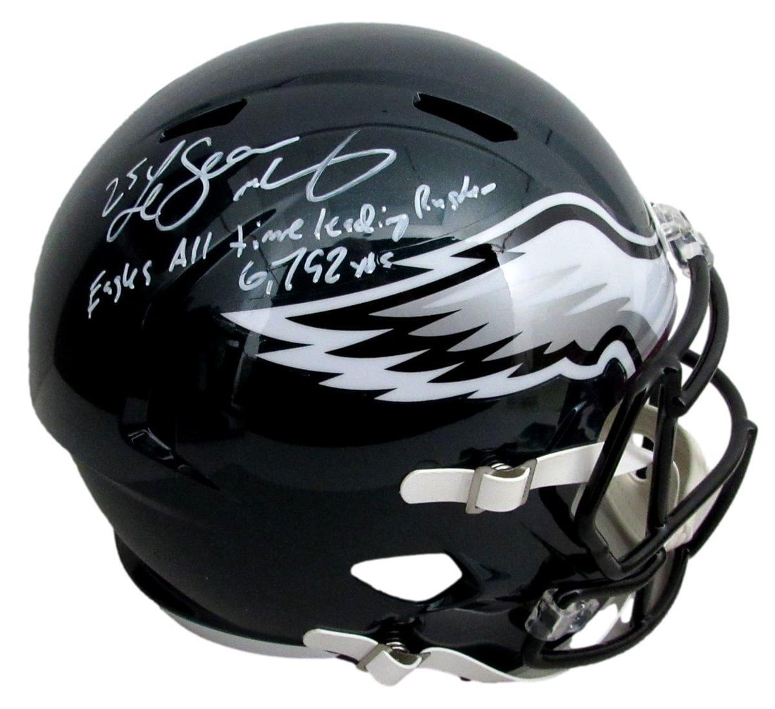 LeSean McCoy Signed Philadelphia Eagles Green Speed Full Size Helmet PSA Authentic: LeSean McCoy Signed Philadelphia Eagles Green Speed Full Size Helmet PSA Authentic This Philadelphia Eagles Green Speed Full Size Replica Football Helmet is signed and inscribed by LeSean McCoy, a sta