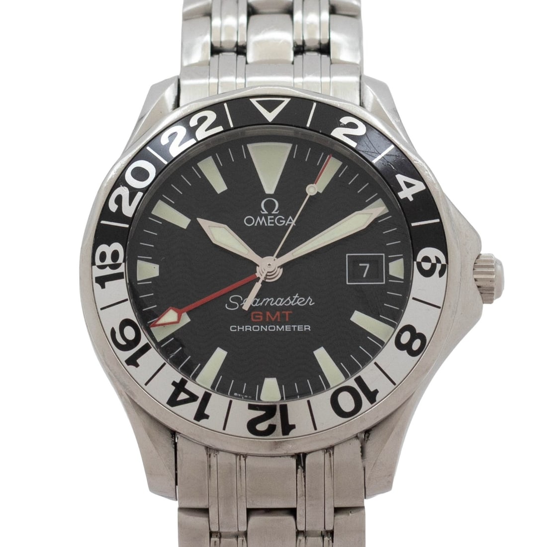 OMEGA Seamaster GMT Men's Wristwatch 2534.50: OMEGA Seamaster GMT Men's Wristwatch 2534.50 This is an OMEGA Seamaster Professional GMT 2534.50 wristwatch designed for men. Made in Switzerland, this pre-owned timepiece combines OMEGA's renowned cr