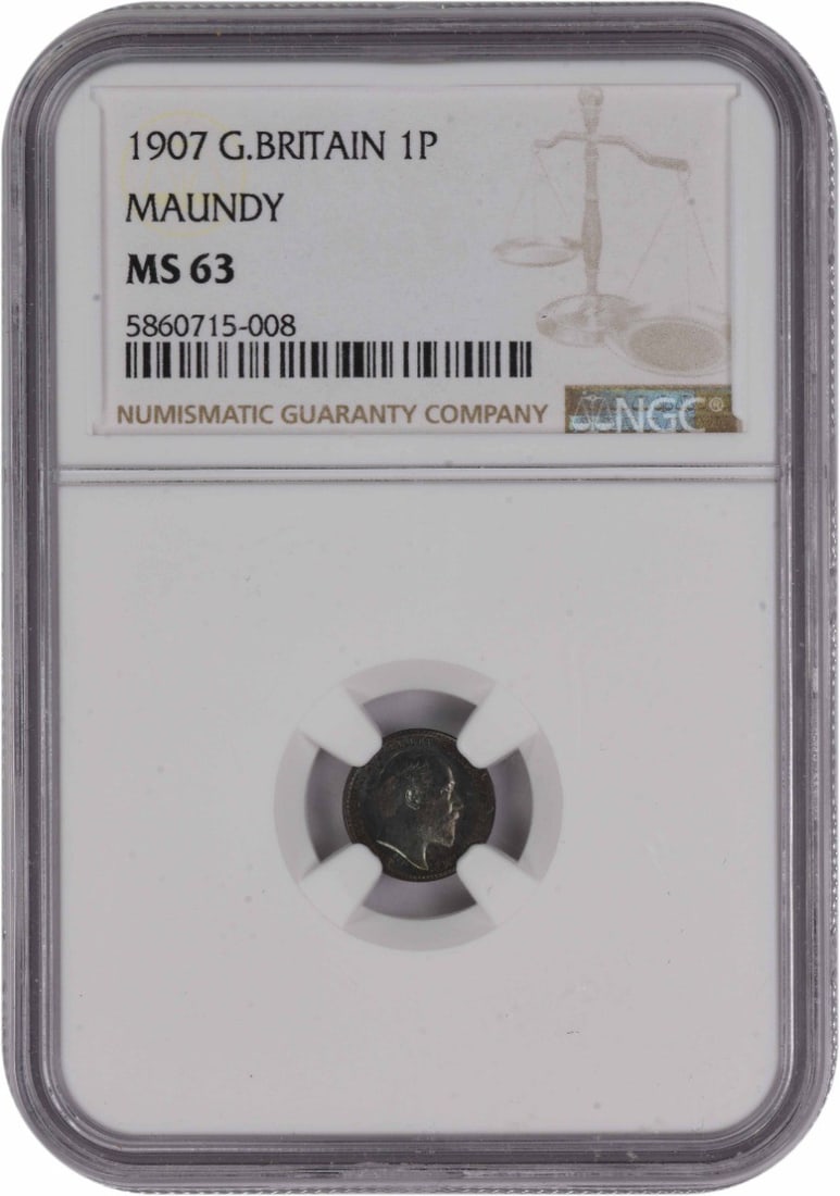 Set of Four 1907 United Kingdom Pence Coins NGC MS63 Certified: Set of Four 1907 United Kingdom Pence Coins NGC MS63 Certified This is a set of four Great Britain coins from 1907, featuring denominations of 1, 2, 3, and 4 pence. Each coin has been certified by NGC