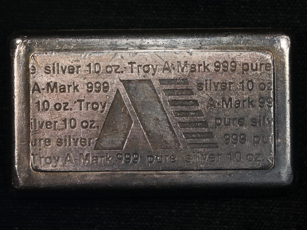 A Mark USVI Ingot Co 10 oz .999 Silver Stackable Bar Serial 786 (1 of 2)