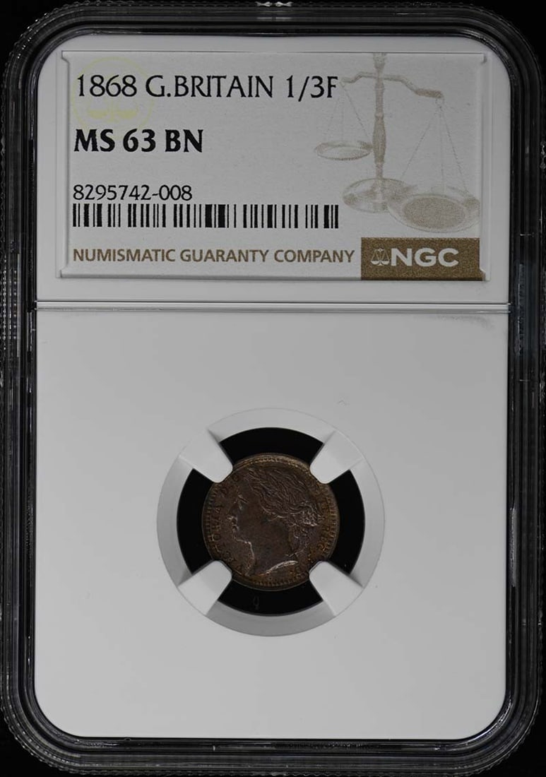 Victoria Third Farthing 1868 NGC MS63BN United Kingdom Coin (1 of 4)
