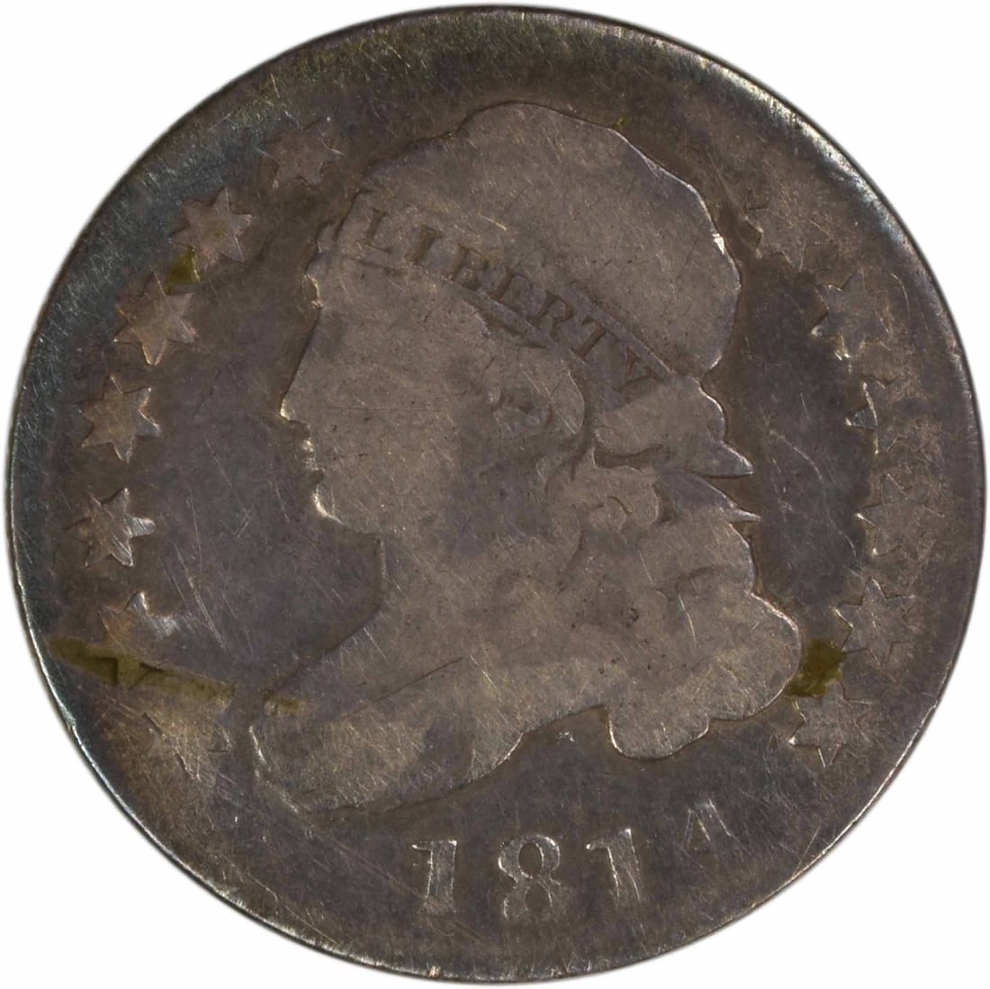 1814 Capped Bust Dime Philadelphia VG Grade Uncertified Silver Coin (1 of 2)