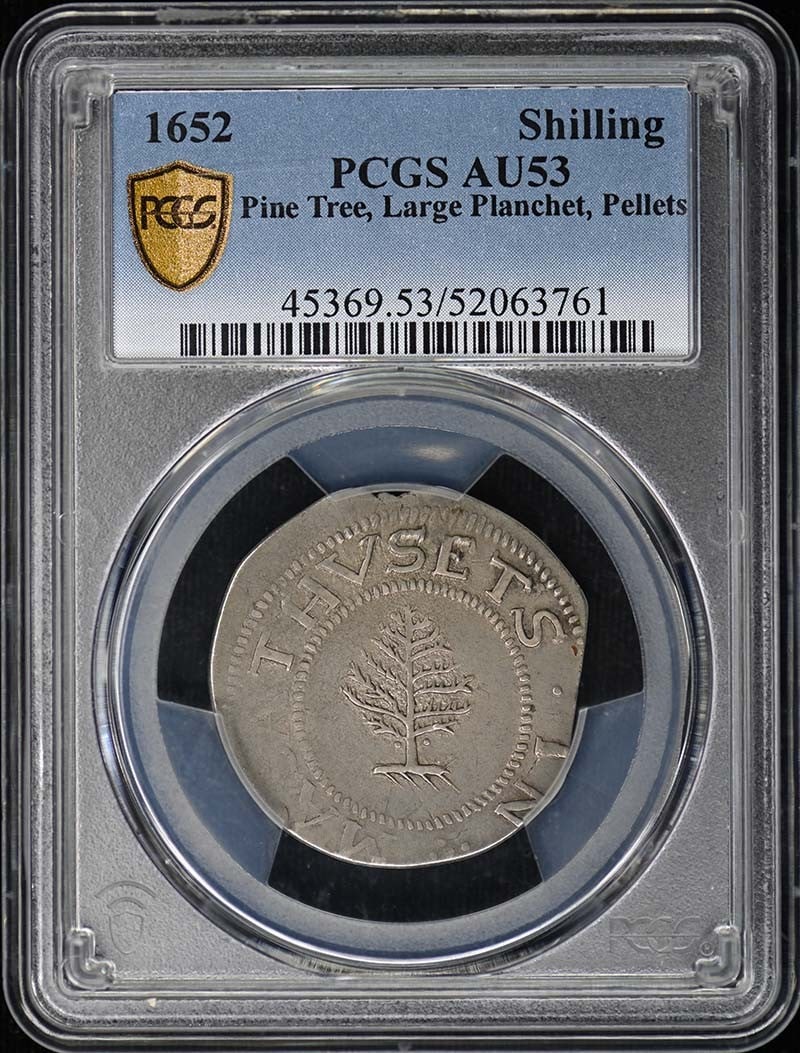 Massachusetts Pine Tree Shilling PCGS AU53 (1 of 5)