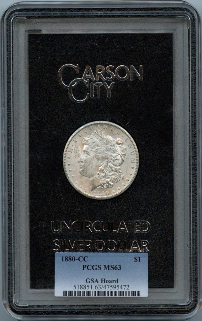 1880 Carson City Morgan Silver Dollar in GSA Holder PCGS MS63 (1 of 2)