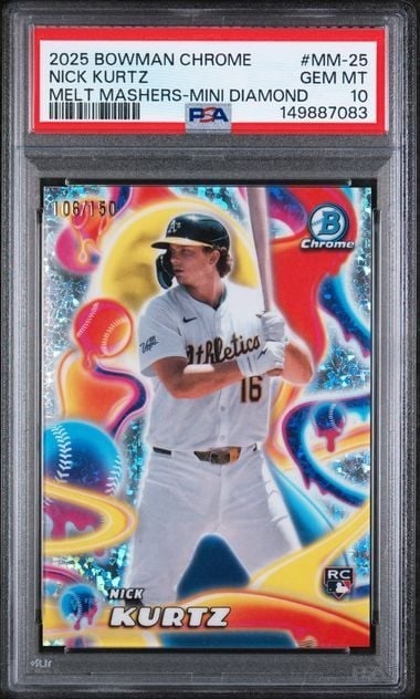 PSA 10 Nick Kurtz 2025 Bowman Chrome MM25 Mini Diamond RC (1 of 2)
