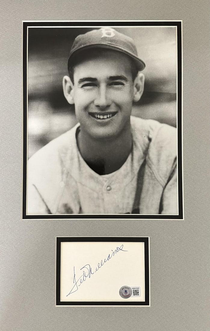 Autographed Ted Williams 3x5 Card Matted Display with Beckett LOA (1 of 1)