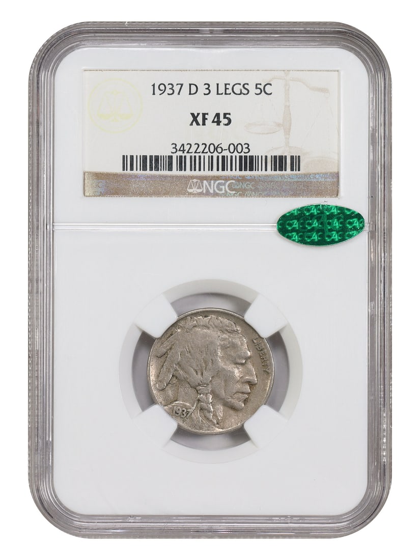 NGC XF45 1937-D Buffalo Nickel 3 Legs 5C Variety (1 of 4)