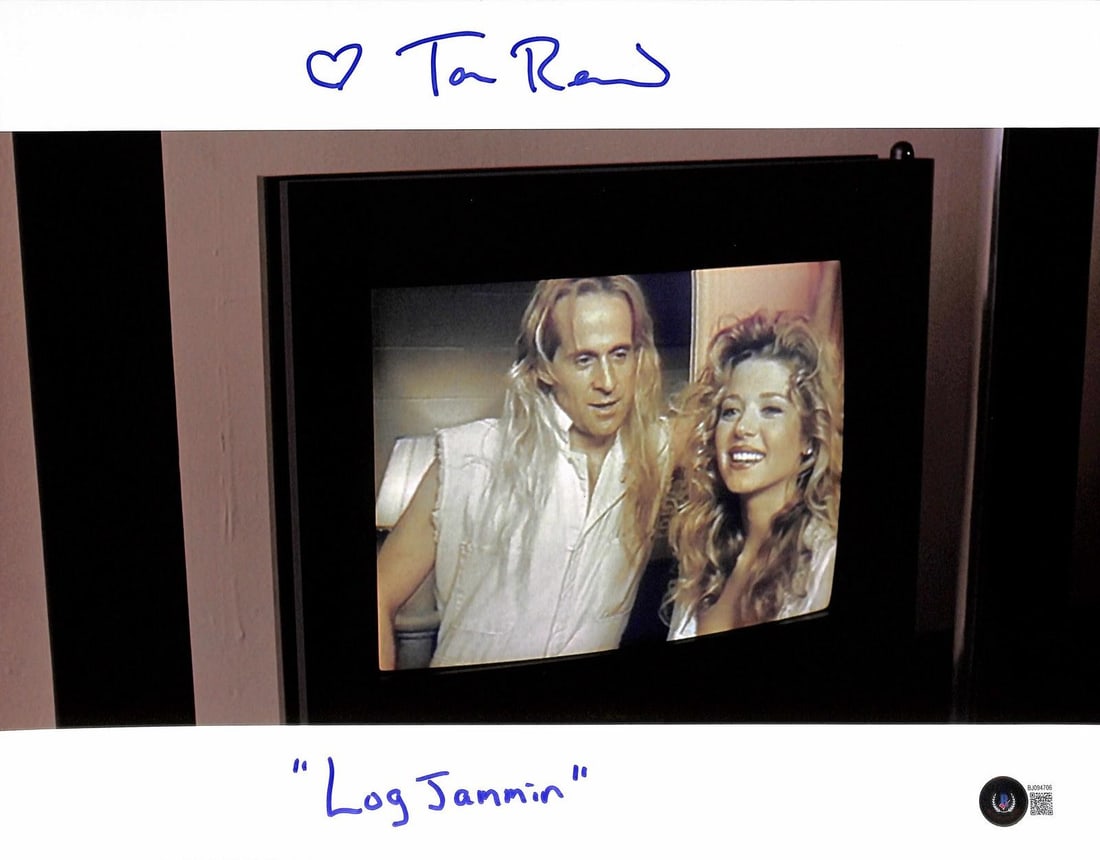 Tara Reid autographed 11x14 Big Lebowski photo Beckett: Tara Reid autographed 11x14 Big Lebowski photo Beckett This 11x14 photograph features Tara Reid and is hand-signed and inscribed with the phrase "Log Jammin." The image references the spoof adult film