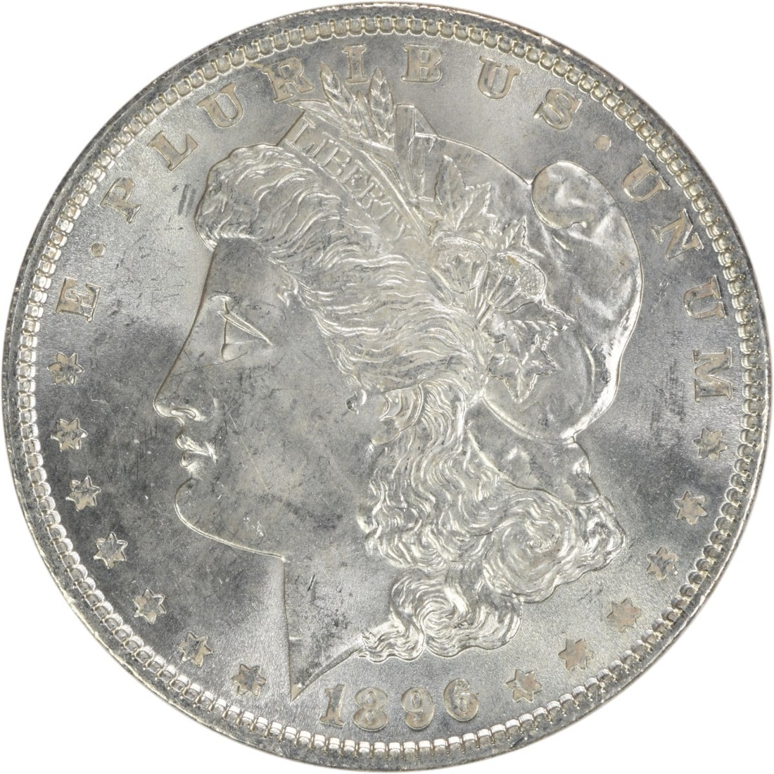 Choice BU 1896 Silver Morgan Dollar Uncirculated No Mint Mark: Choice BU 1896 Silver Morgan Dollar Uncirculated No Mint Mark This 1896 Morgan Silver Dollar is a Choice Brilliant Uncirculated (BU) coin from the United States. Composed of silver, it features no min