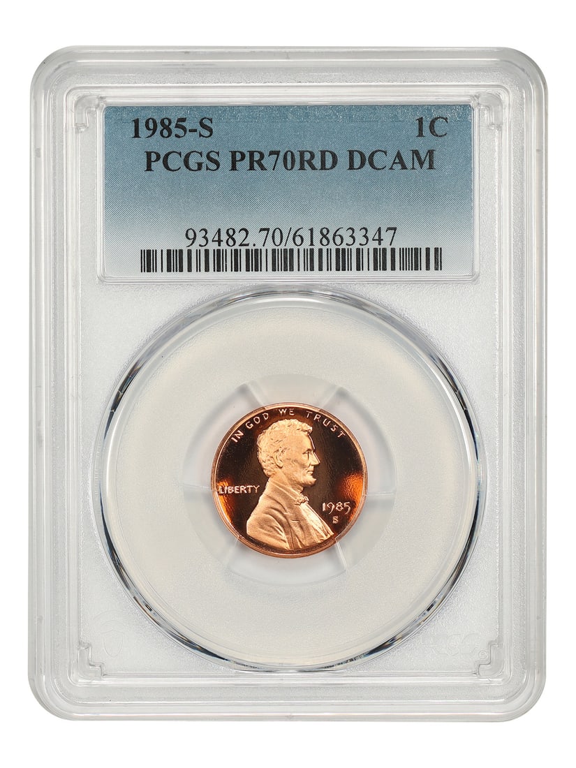 PCGS PR70DCAM 1985-S Lincoln 1C Modern Cent: PCGS PR70DCAM 1985-S Lincoln 1C Modern Cent 1985-S Lincoln Cent (Modern) graded PR70DCAM by PCGS. The coin is uncirculated and certified with certification number 61863347. Condition: pre-owned. Speci