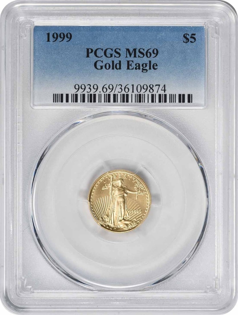 1999 American Eagle $5 Gold Coin MS69 Certified by PCGS (1 of 2)