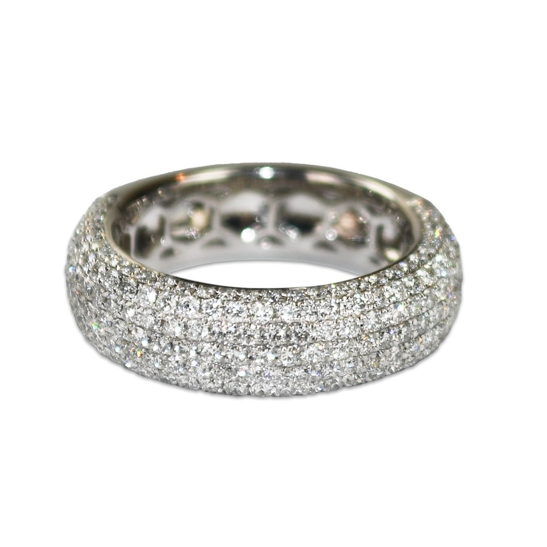 18K White Gold Pave Diamond Band Ring 1.48ct Size 6.5 (1 of 8)