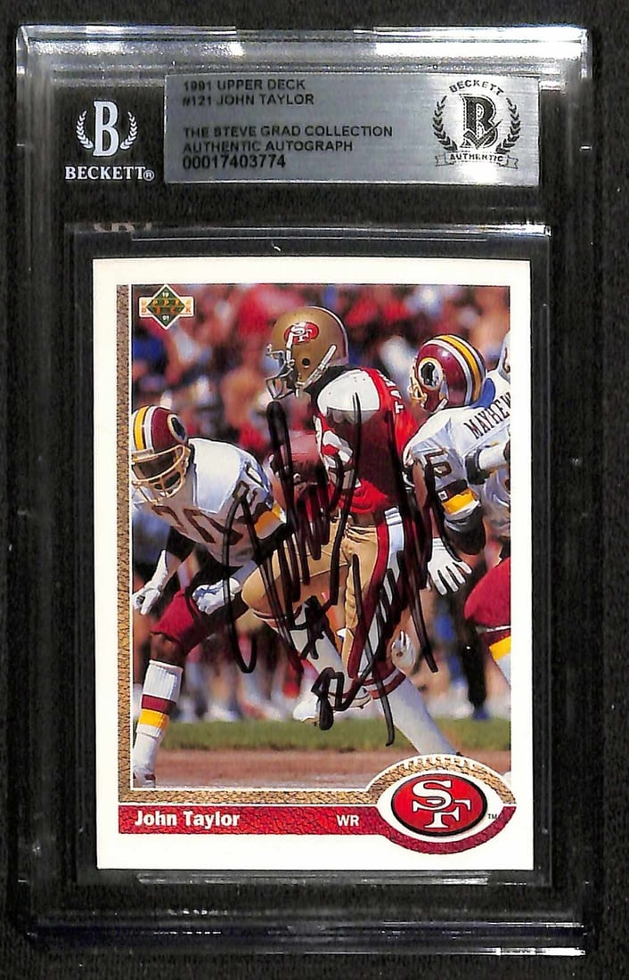 John Taylor Signed 1991 Upper Deck #121 Football Card Beckett Authenticated (1 of 1)
