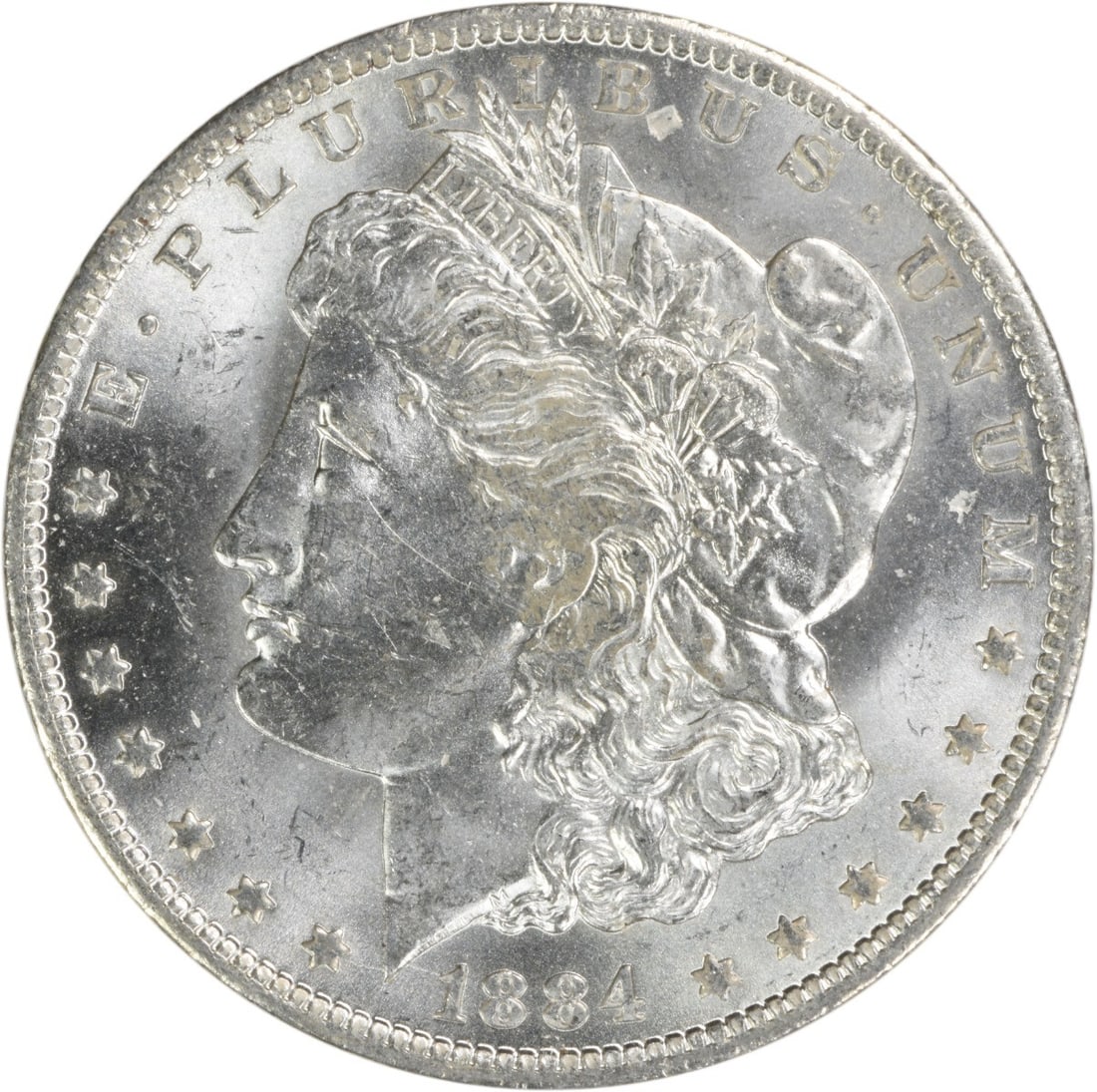 Uncirculated 1884 O Morgan Dollar Silver Choice BU Uncertified: Uncirculated 1884 O Morgan Dollar Silver Choice BU Uncertified This 1884-O Morgan Silver Dollar is an uncirculated coin, graded as Choice Brilliant Uncirculated (BU). It features the iconic Morgan des