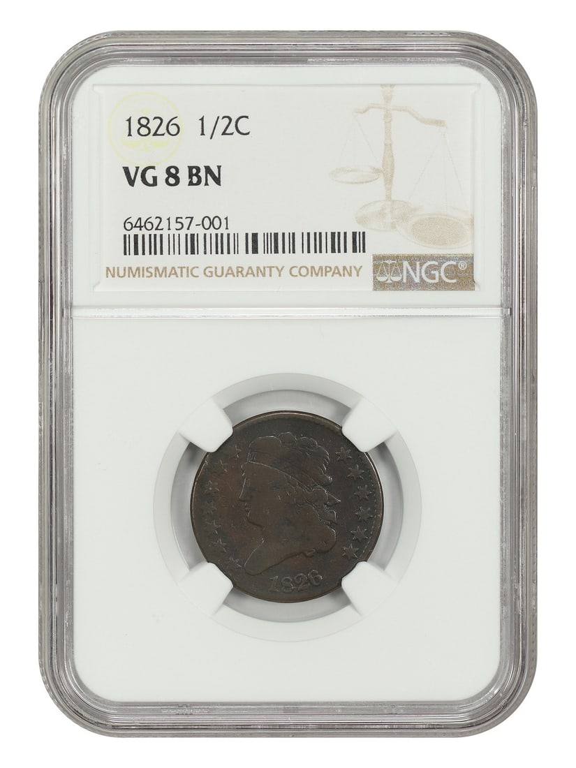 1826 Classic Head Half Cent 1/2C NGC VG08 BN (1 of 4)