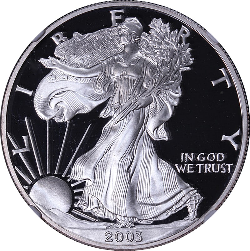 2003-W Silver American Eagle $1 NGC PF70 Ultra Cameo Brown Label (1 of 4)