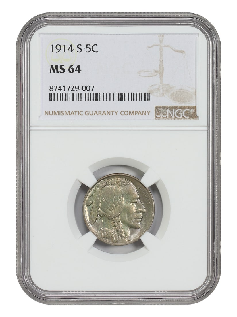 NGC MS64 1914-S 5C Buffalo Nickel (1 of 4)