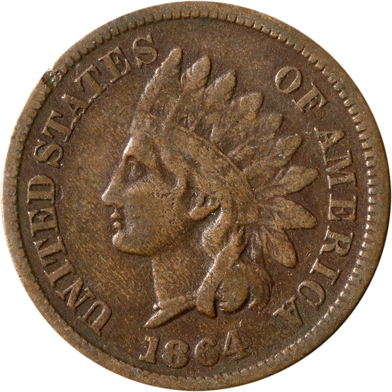 1864-L Copper Indian Head Cent United States Circulated Coin: 1864-L Copper Indian Head Cent United States Circulated Coin This is an 1864-L Indian Cent from the United States, composed of copper. The coin is circulated and uncertified, and is in pre-owned condi