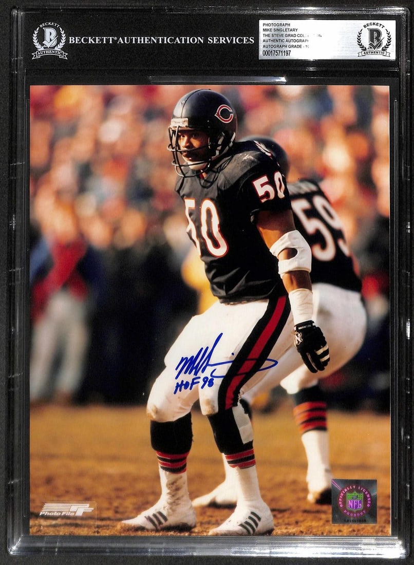 Beckett Slabbed Mike Singletary Chicago Bears 8x10 Signed Photo HOF 98 (1 of 1)