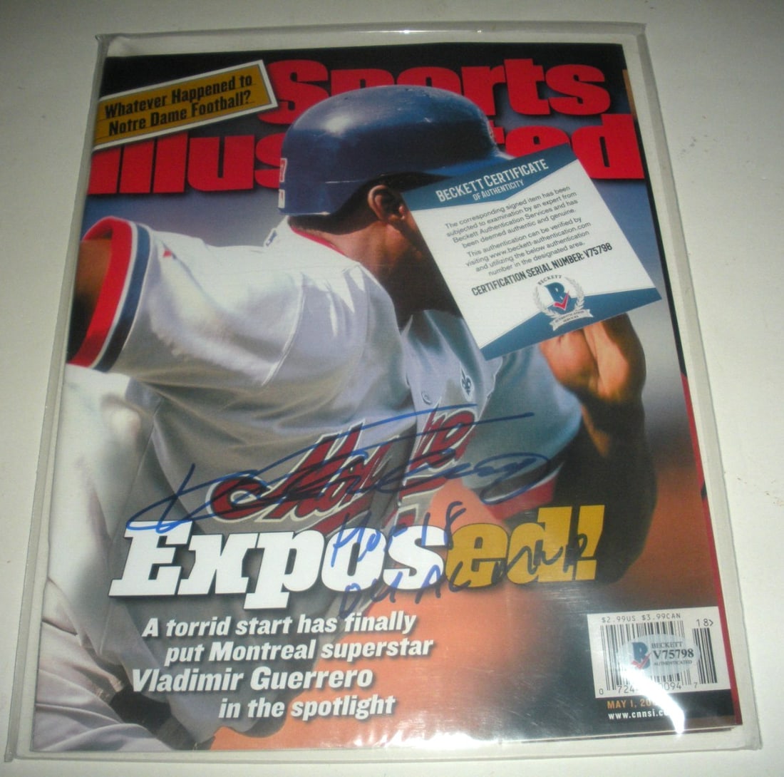 Sports Illustrated Magazine Signed by Vladimir Guerrero Beckett COA Montreal Expos HOF: Sports Illustrated Magazine Signed by Vladimir Guerrero Beckett COA Montreal Expos HOF This is a pre-owned Sports Illustrated magazine featuring Vladimir Guerrero of the Montreal Expos. The magazine h