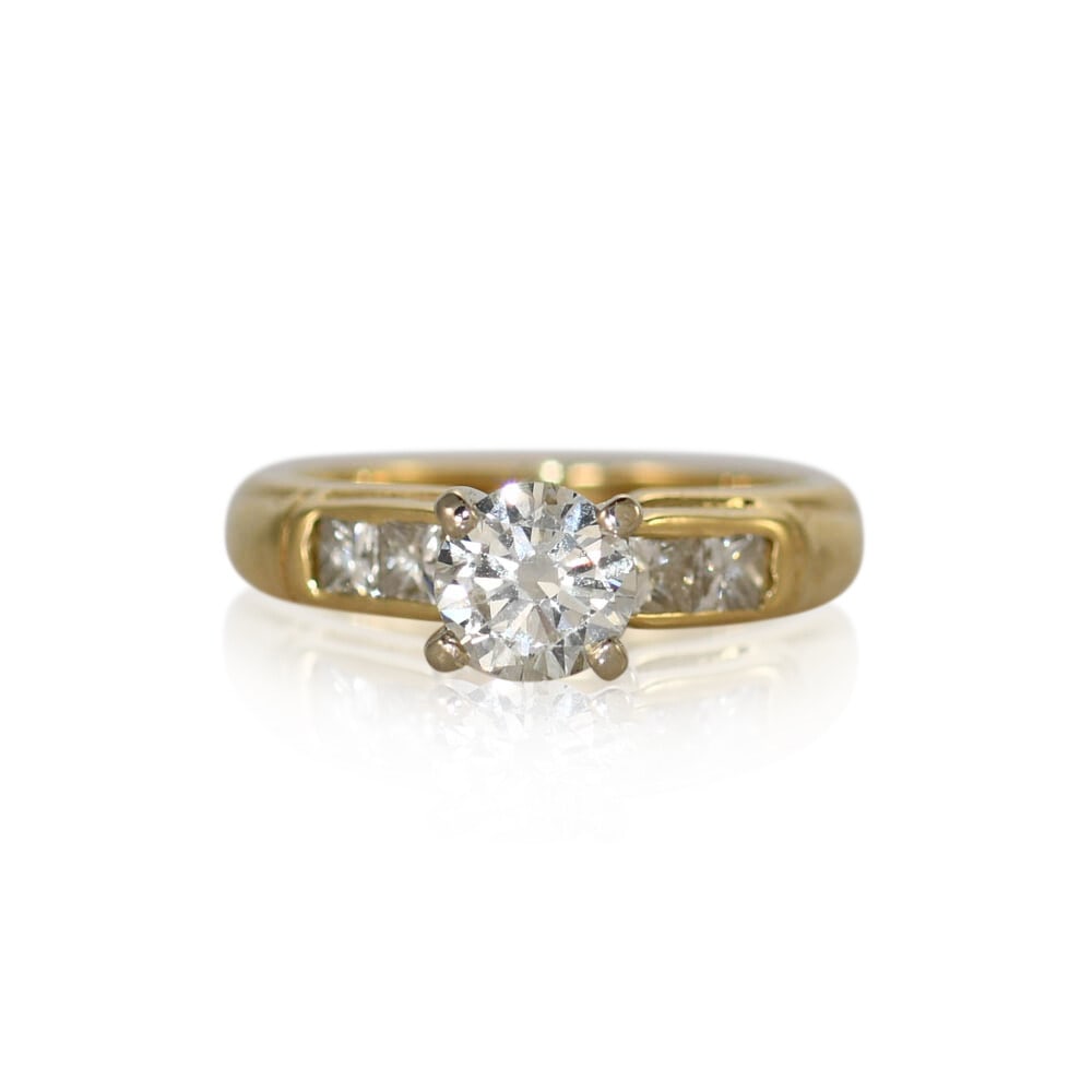 14K Yellow Gold 5 Diamond Engagement Ring 0.75ct Center (1 of 6)