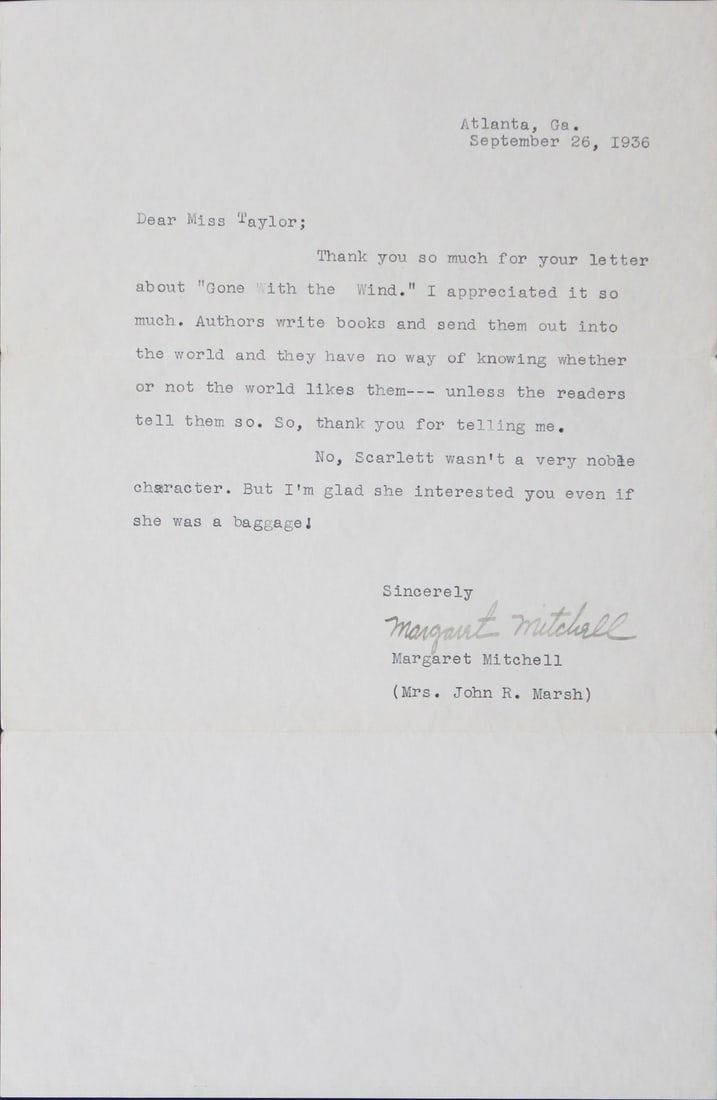 Margaret Mitchell signed 1936 Gone with the Wind letter Beckett BAS (1 of 4)