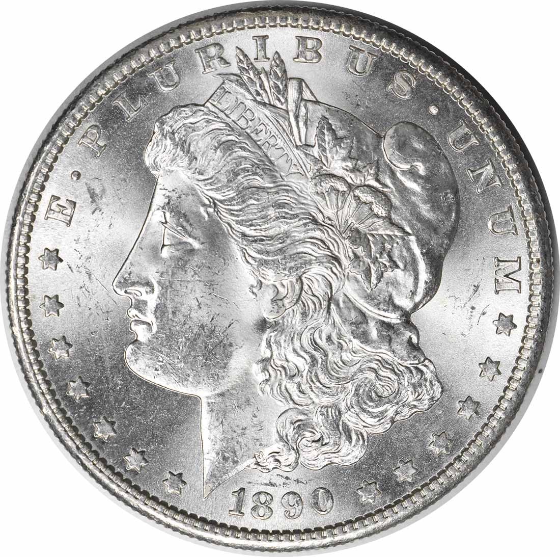 Choice BU 1890-S Morgan Dollar Silver Uncirculated Uncertified Coin: Choice BU 1890-S Morgan Dollar Silver Uncirculated Uncertified Coin This is an uncirculated 1890-S Morgan Silver Dollar from the United States. It features a Choice Brilliant Uncirculated (BU) grade a