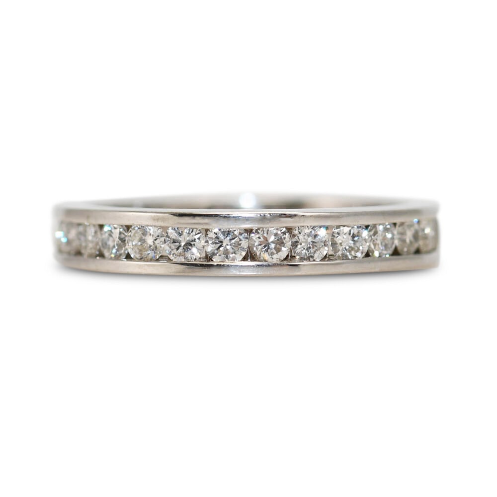18K White Gold Natural Diamond Wedding Band 0.50ct 2.5g Size 4.75 (1 of 6)
