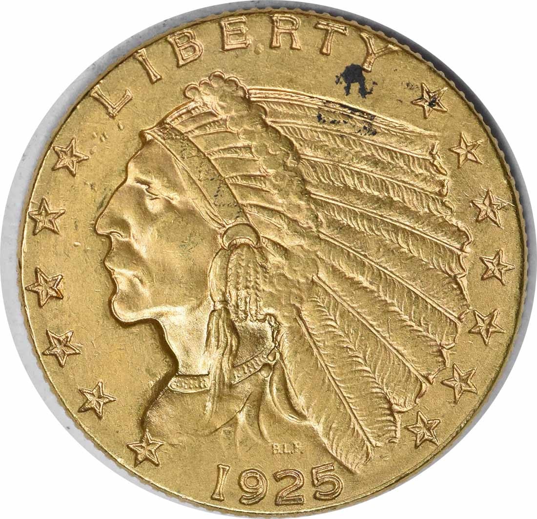 1925-D $2.50 Gold Indian Coin by Bela Lyon Pratt Uncertified (1 of 2)