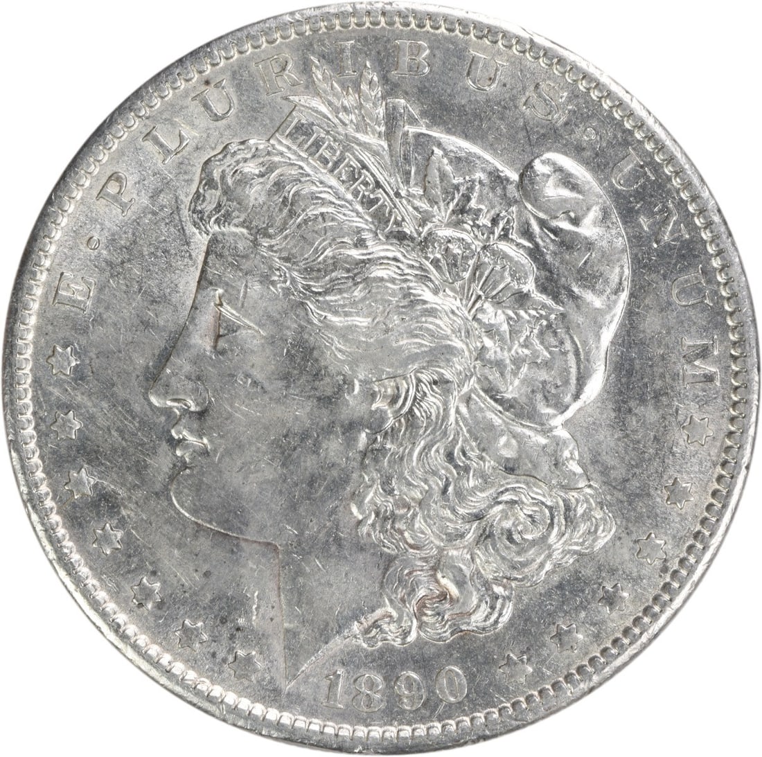 1890-S Morgan Silver Dollar AU Uncertified 90% Silver: 1890-S Morgan Silver Dollar AU Uncertified 90% Silver This 1890-S Morgan Silver Dollar is a remarkable piece of numismatic history, featuring a grade of AU (About Uncirculated). Struck in San Francisc