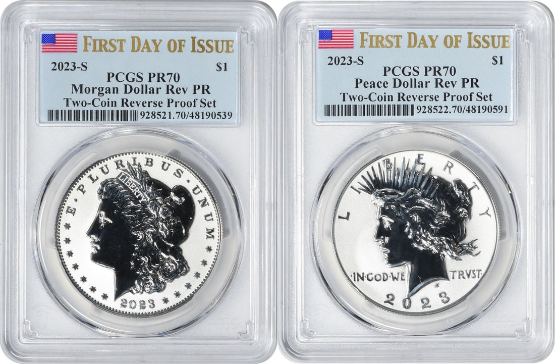 PCGS PR70 2023-S Morgan Peace Reverse Proof Dollar Pair (1 of 2)
