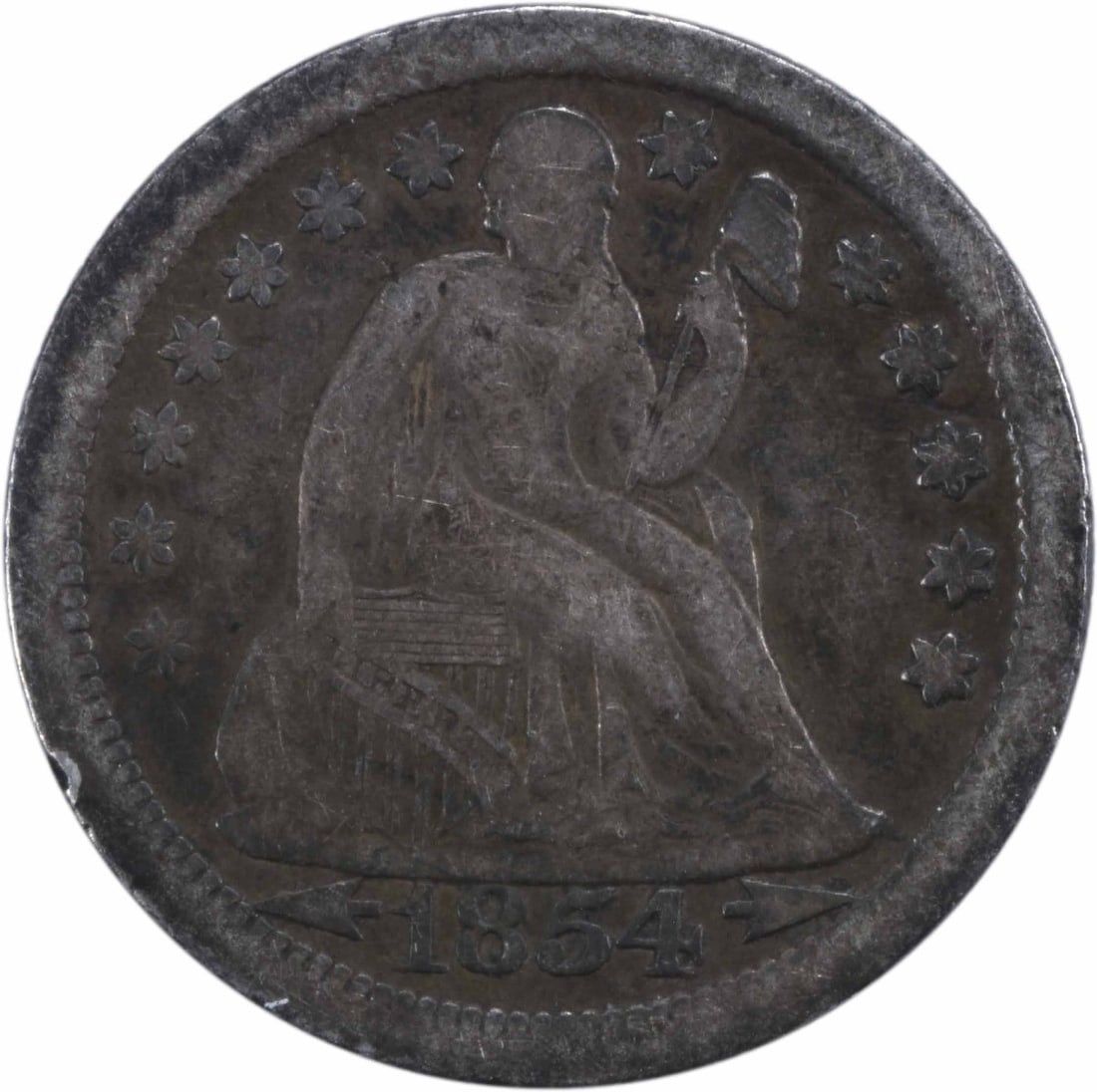 1854-O Liberty Seated Silver Dime VF Uncertified 10C New Orleans (1 of 2)