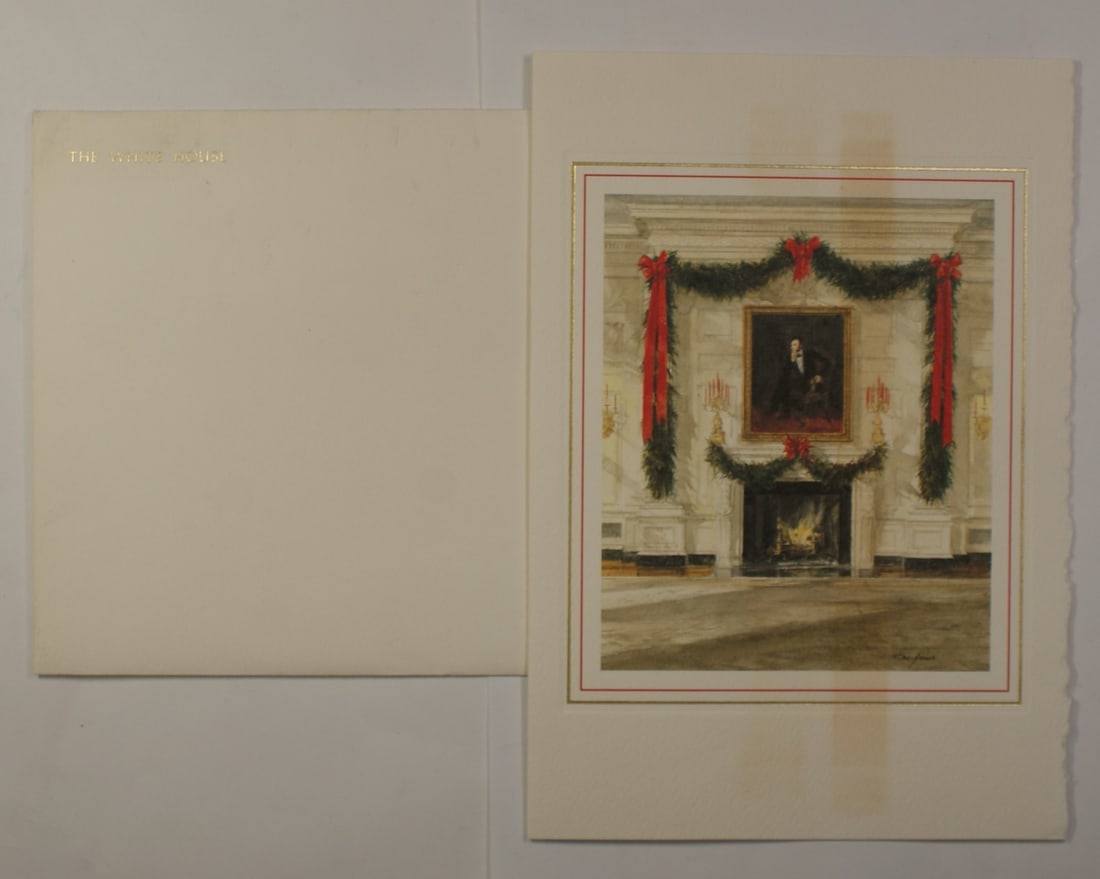 Small 1987 Presidential White House Christmas Card Featuring Reagan (1 of 2)