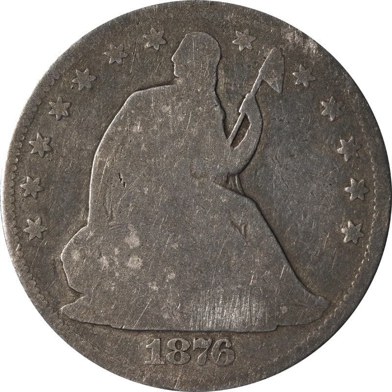 1876 Carson City Silver Seated Liberty Half Dollar Coin: 1876 Carson City Silver Seated Liberty Half Dollar Coin This is an 1876-CC Seated Half Dollar featuring a silver composition with a fineness of 0.9. Minted at the Carson City mint, this coin is circul