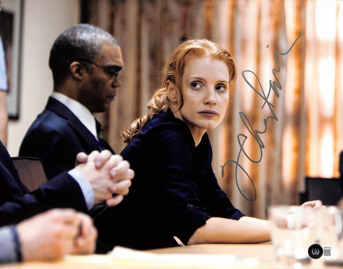 Jessica Chastain Signed 11x14 Zero Dark Thirty Photo Beckett Authenticated: Jessica Chastain Signed 11x14 Zero Dark Thirty Photo Beckett Authenticated This stunning 11X14 photograph features actress Jessica Chastain, beautifully autographed in silver permanent marker. The