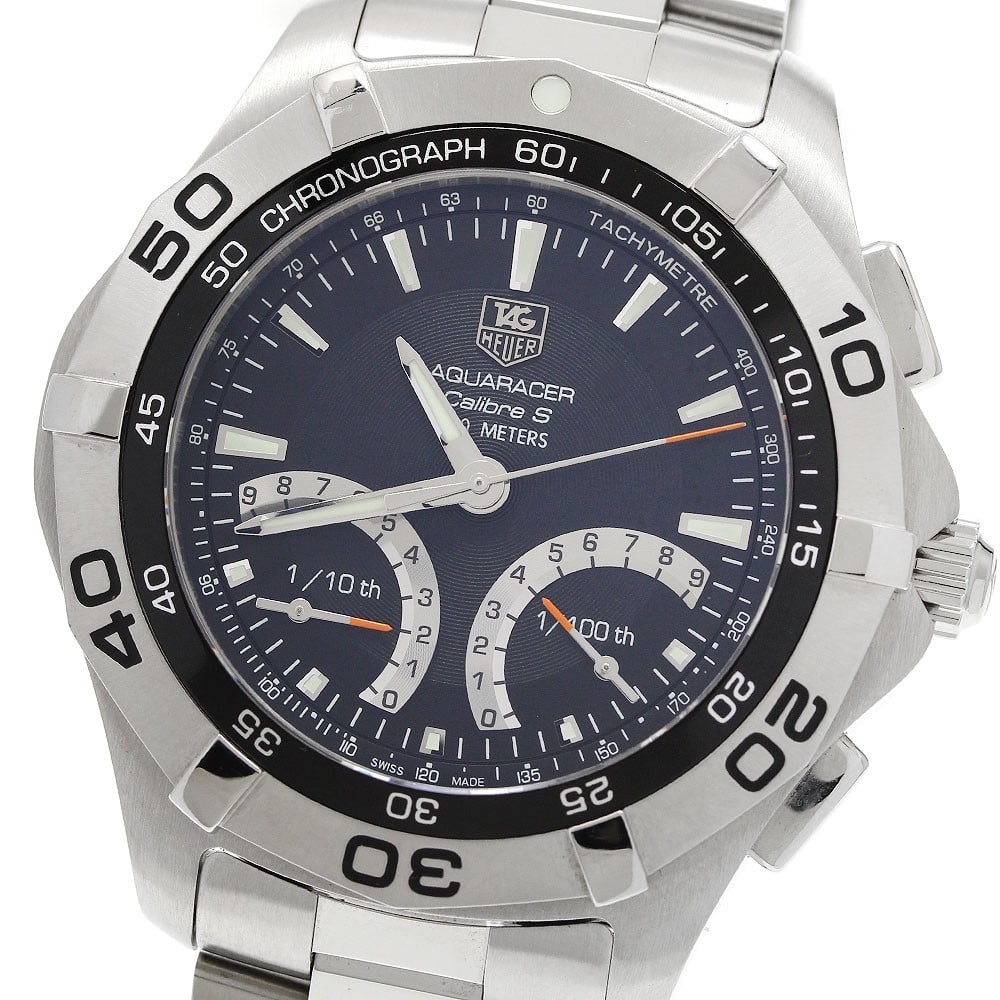 TAG Heuer Aquaracer Caliber S Quartz Chronograph Mens 44mm CAF7010: TAG Heuer Aquaracer Caliber S Quartz Chronograph Mens 44mm CAF7010 This TAG Heuer Aquaracer Caliber S Chronograph Quartz wristwatch for men features a robust stainless steel case and bracelet with a