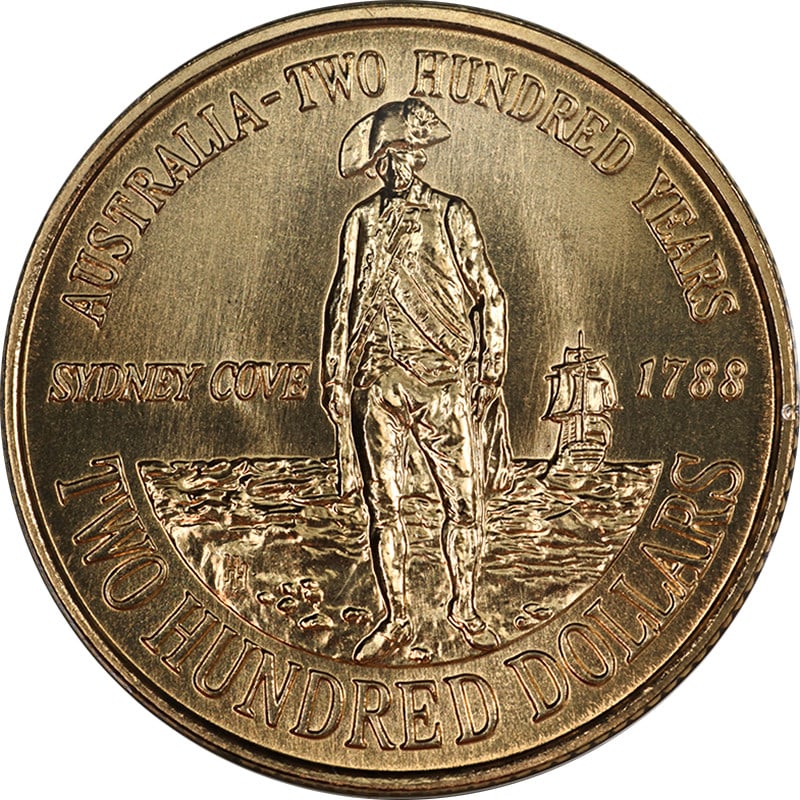 1988 Australia Sydney Cove $200 Gold Coin 10g OGP: 1988 Australia Sydney Cove $200 Gold Coin 10g OGP This is an original 1988 Australia $200 gold coin featuring the Sydney Cove design. Struck in 0.916 fine gold with a weight of 10 grams, this uncircul