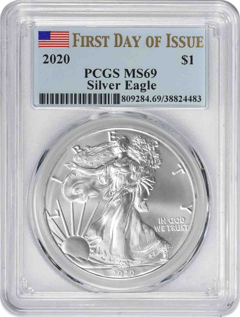 PCGS MS69 2020 American Silver Eagle Dollar (1 of 2)