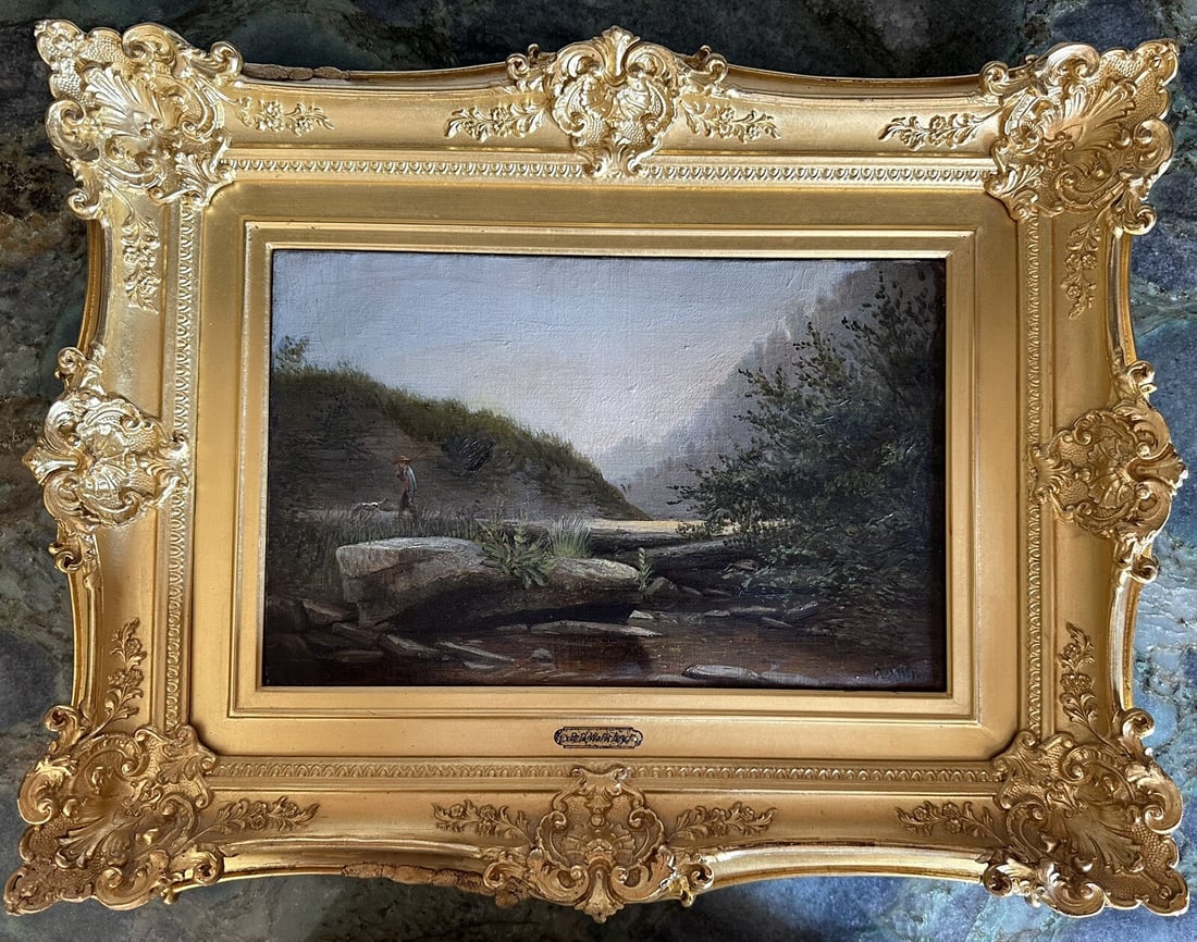 Original Oil Painting by David Walkley Birdsey in Gold Leaf Frame: Original Oil Painting by David Walkley Birdsey in Gold Leaf Frame This exquisite original oil painting on canvas by renowned American artist David Walkley Birdsey (1849-1934) showcases his exceptional