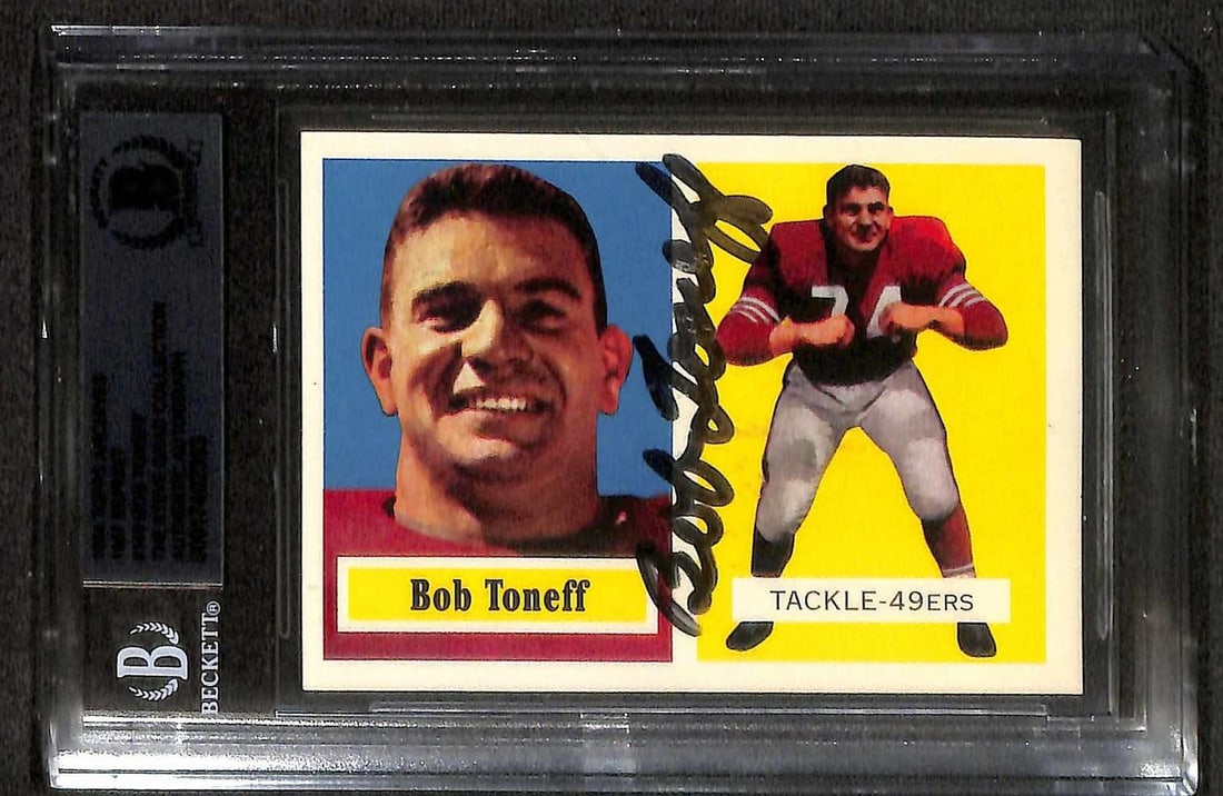 Beckett Slabbed 1957 Topps Reprint Football Card Signed by Bob Toneff (1 of 1)