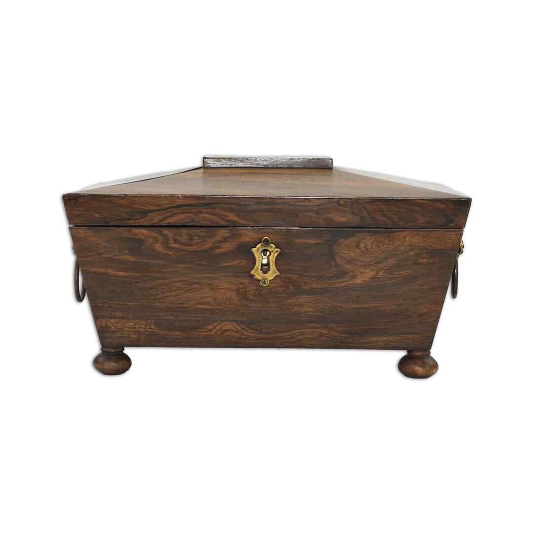 English rosewood storage box with brass side handles (1 of 10)